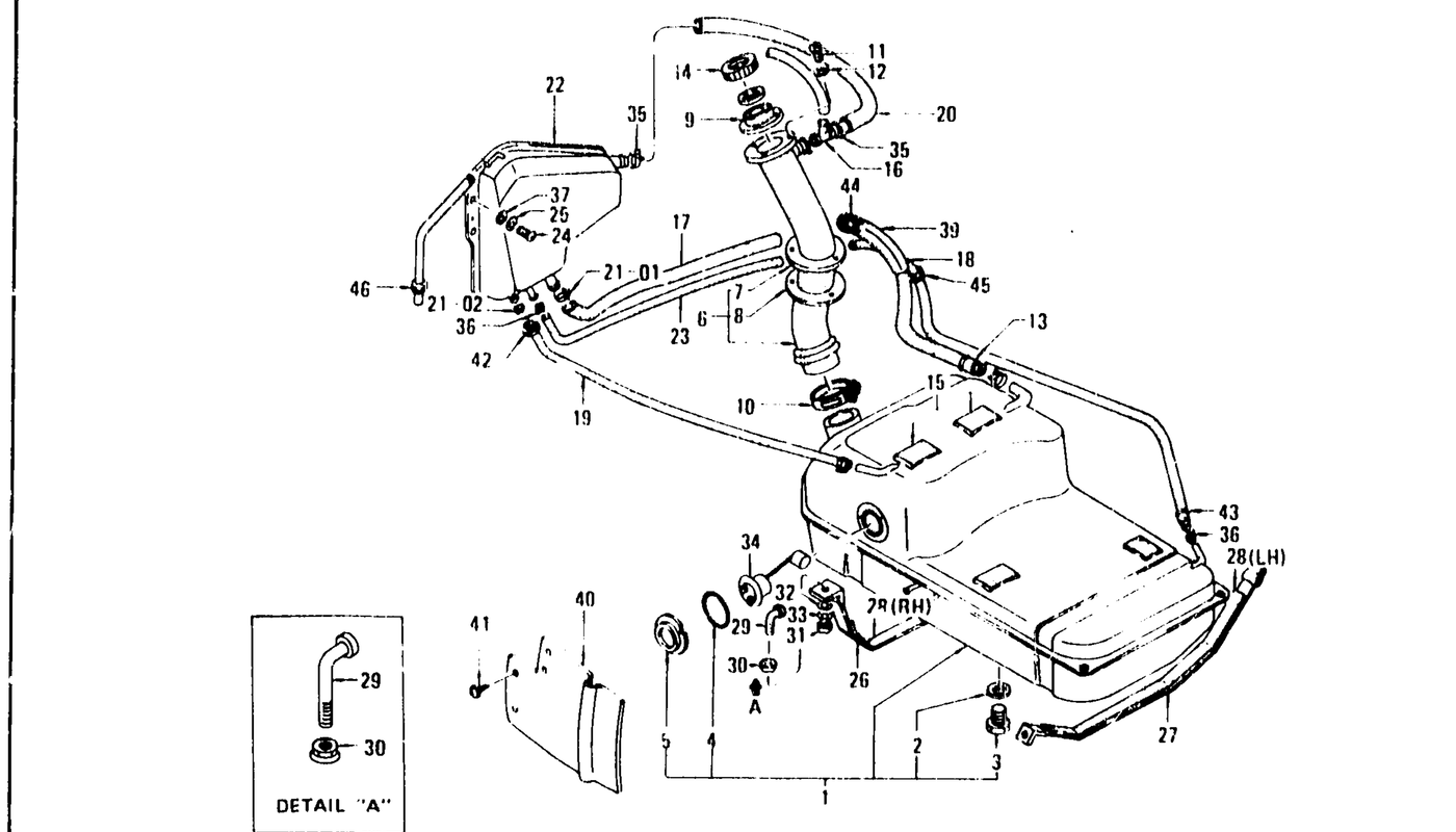 Diagram for FUEL TANK L24, L26 (UP TO AUG. '74)