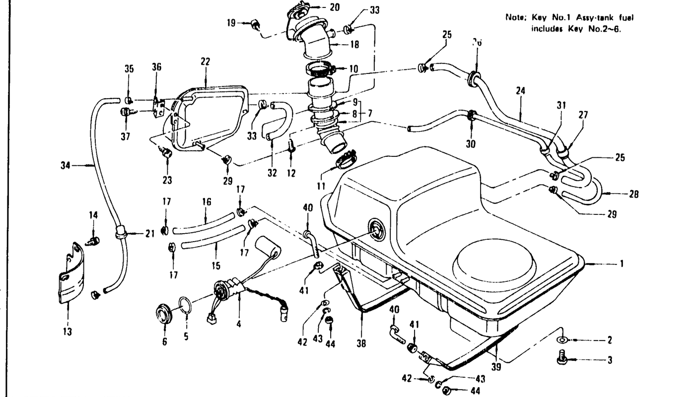 Diagram for FUEL TANK L26 (FROM SEPT. '74 TO NOV. '74)