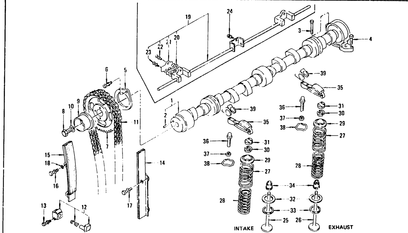 Diagram for CAMSHAFT & VALVE MECHANISM L24, L26 (UP TO NOV. '74)