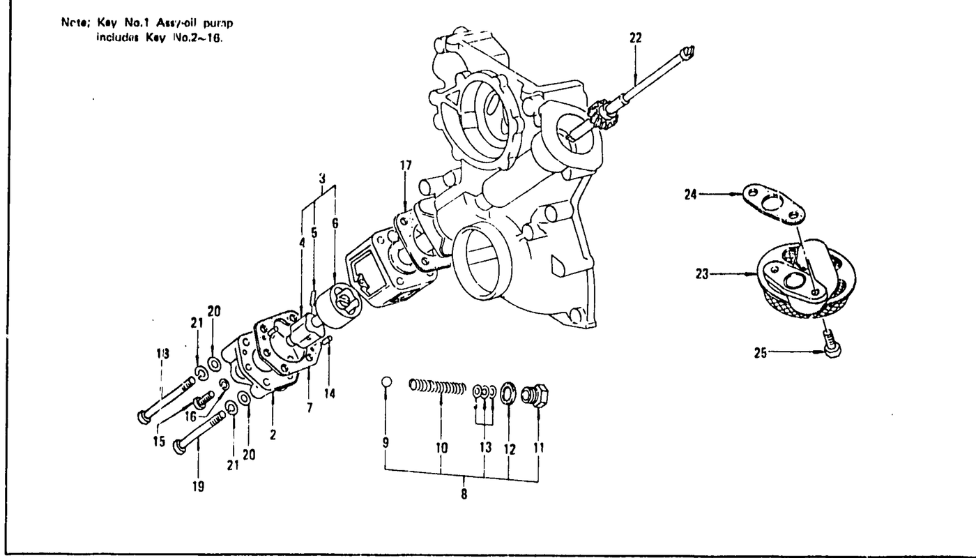 Diagram for OIL PUMP L24, L26 (UP TO NOV. '74)