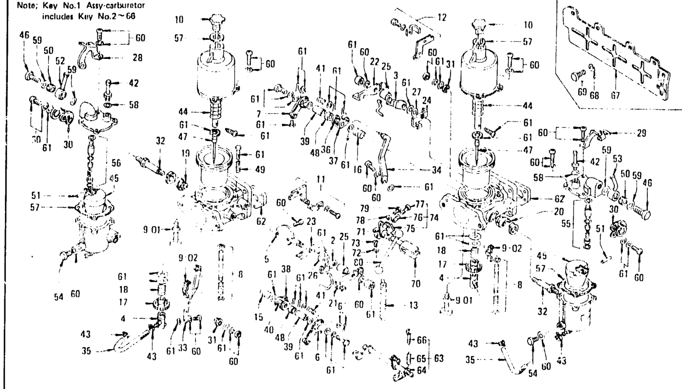 Diagram for CARBURETOR L24 (FROM SEPT. '71 TO JUNE '72)