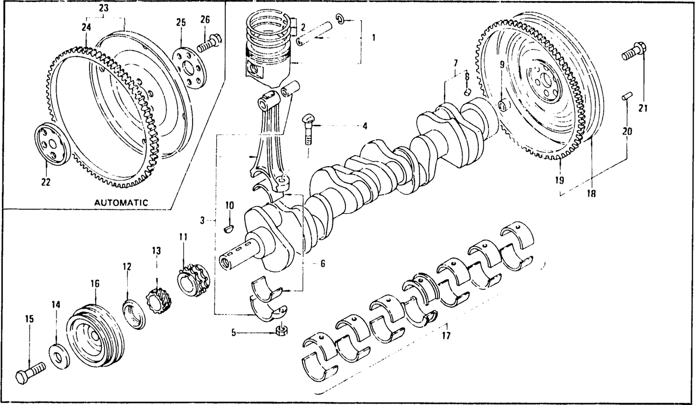 Diagram for PISTON CRANKSHAFT & CONNECTING ROD L28E (FROM DEC. '74)