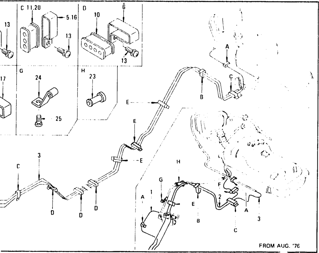 Diagram for FUEL PIPING L28E (FROM DEC.'74)