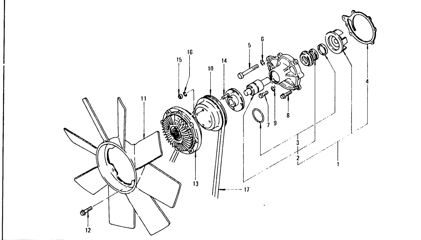 Diagram for WATER PUMP & FAN BELT L28E (FROM DEC. '74)