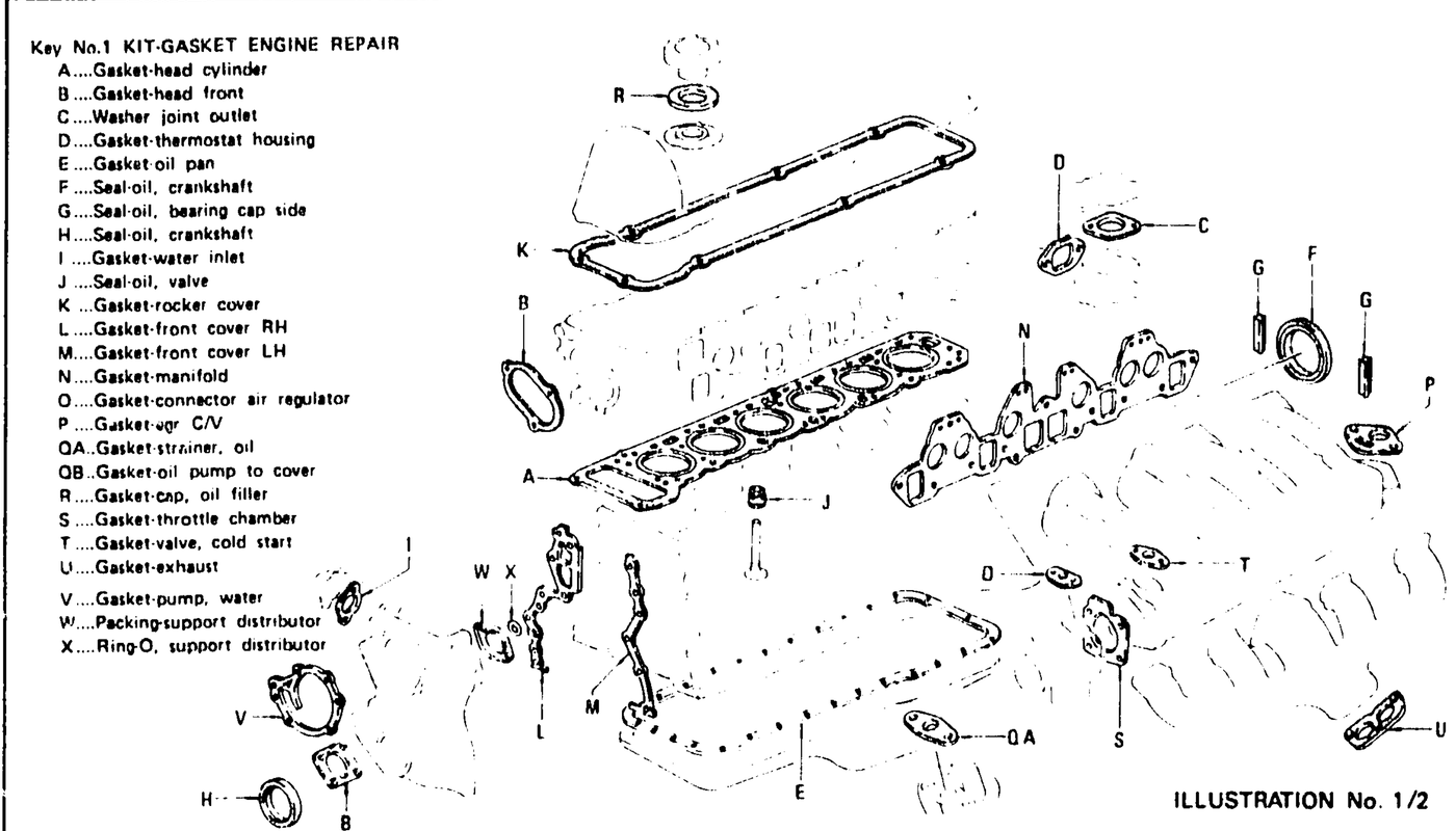 Diagram for ENGINE GASKET KIT L28E (FROM DEC. '74)