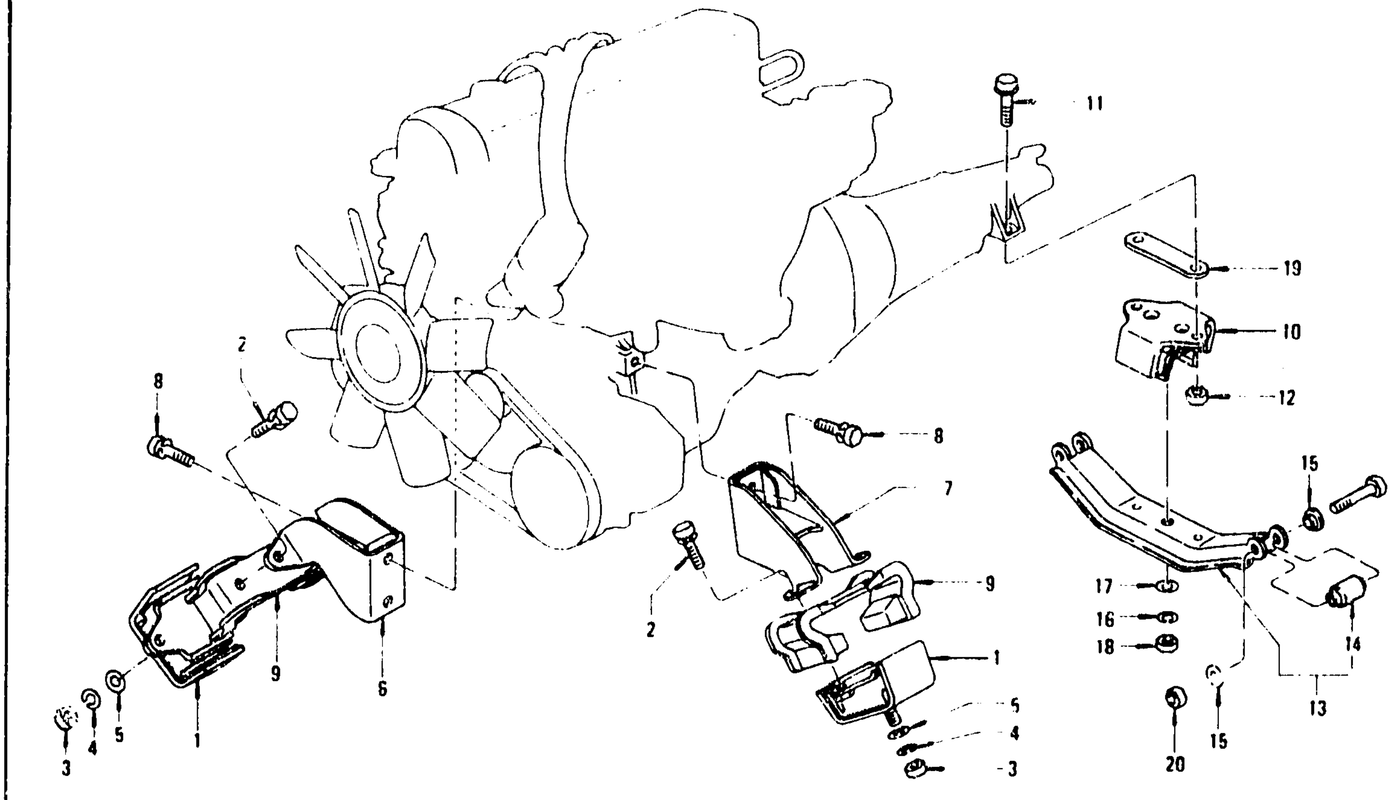 Diagram for ENGINE MOUNTING L28E (FROM DEC. '74)