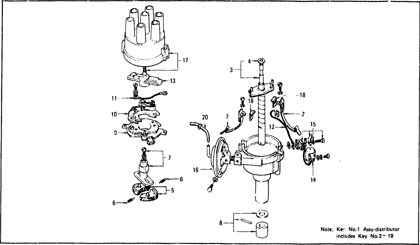 Diagram for DISTRIBUTOR (FOR AUTOMATIC) (FROM AUG. '70 TO JULY '73)