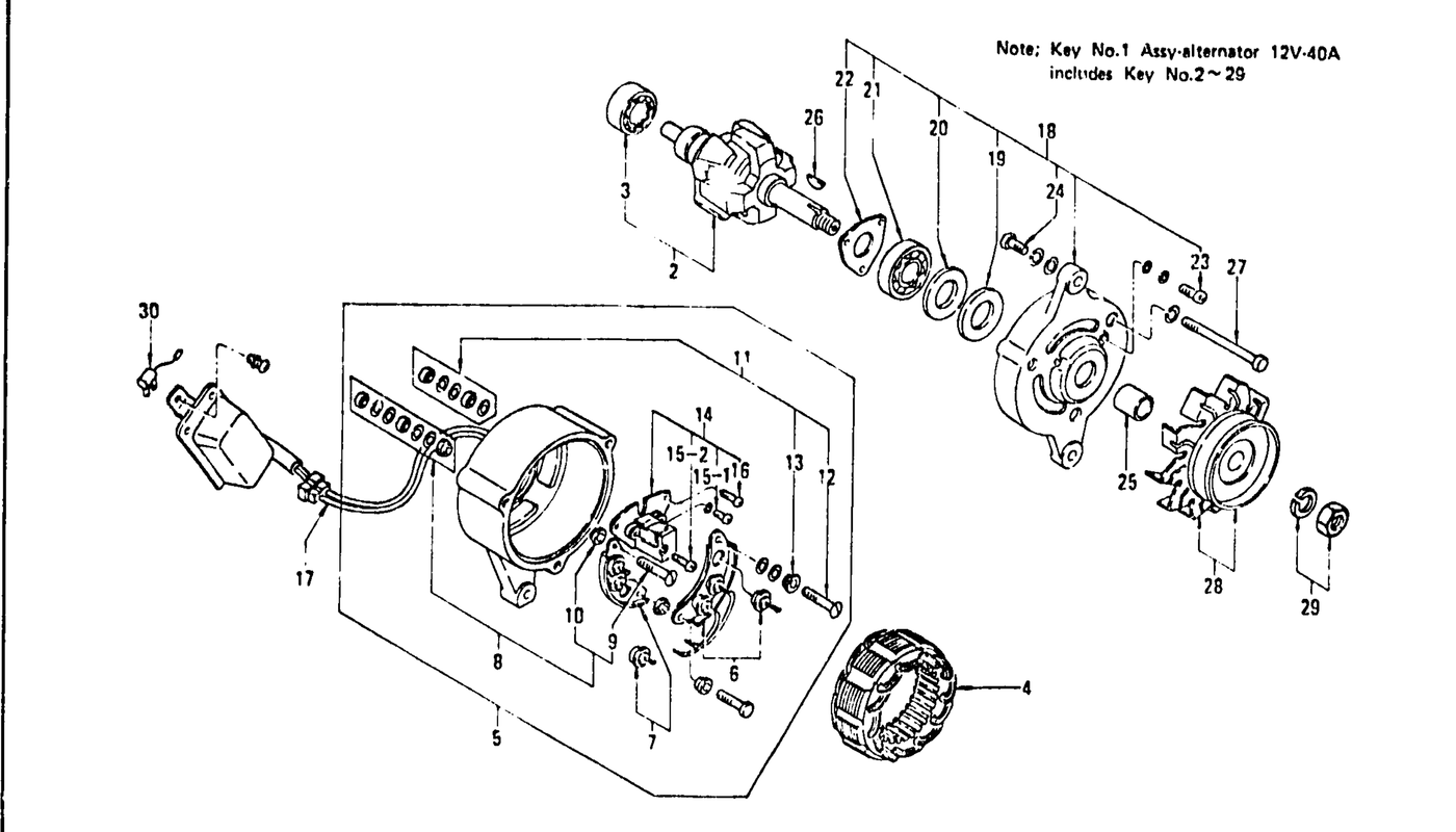 Diagram for ALTERNATOR (HITACHI, 12V-60A)