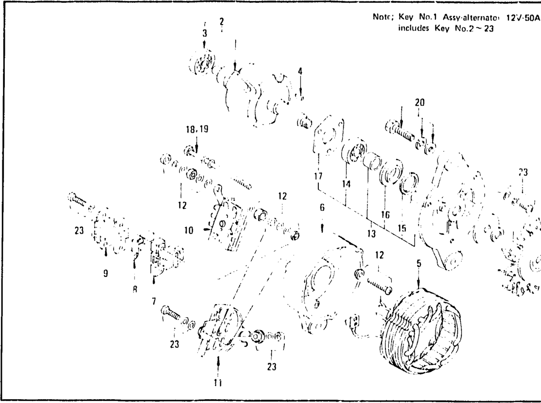 Diagram for ALTERNATOR (12V-50A) HITACHI (FROM SEPT. '71)