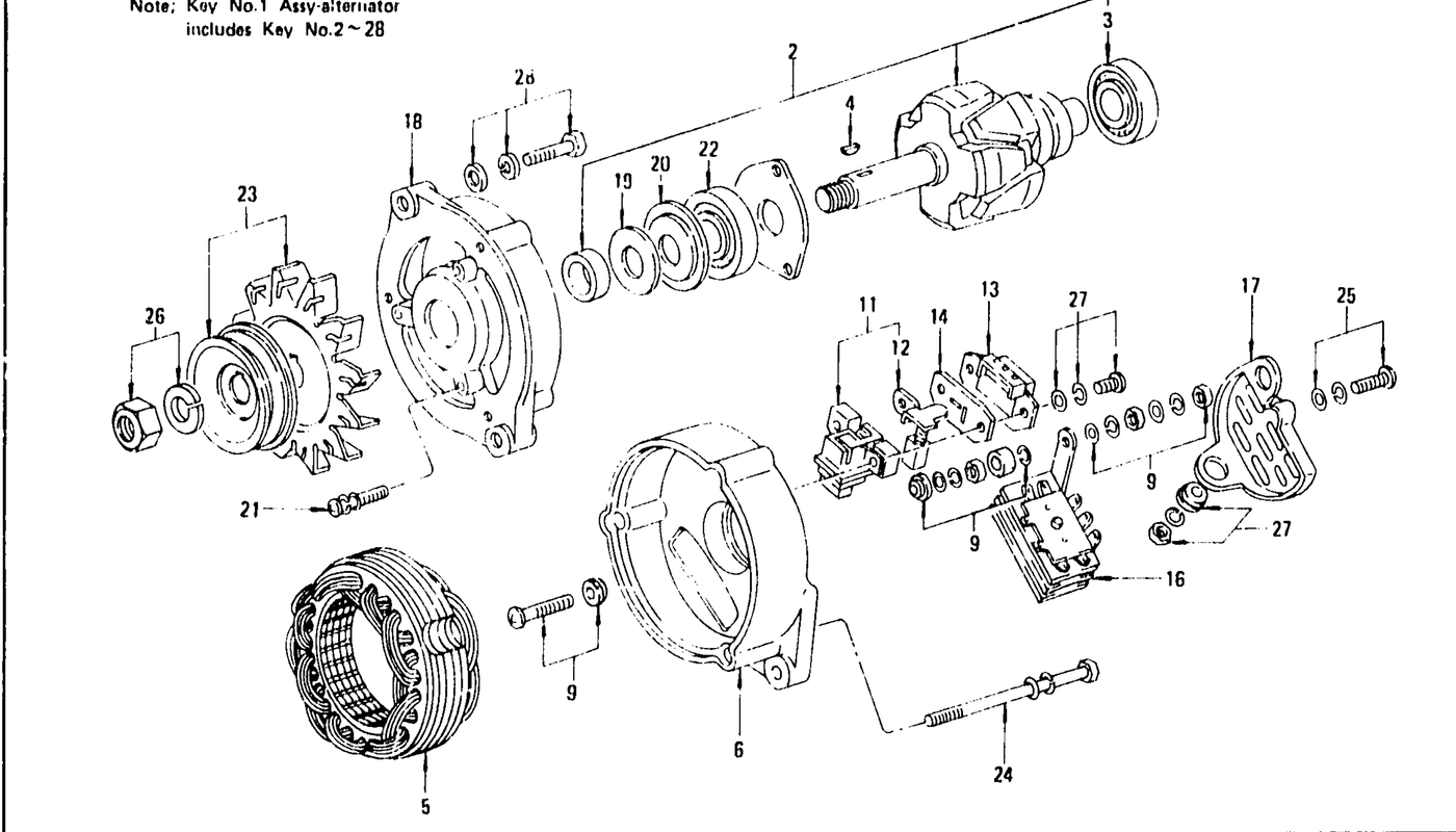 Diagram for ALTERNATOR (HITACHI) 12V-60A. FOR COLD AREA