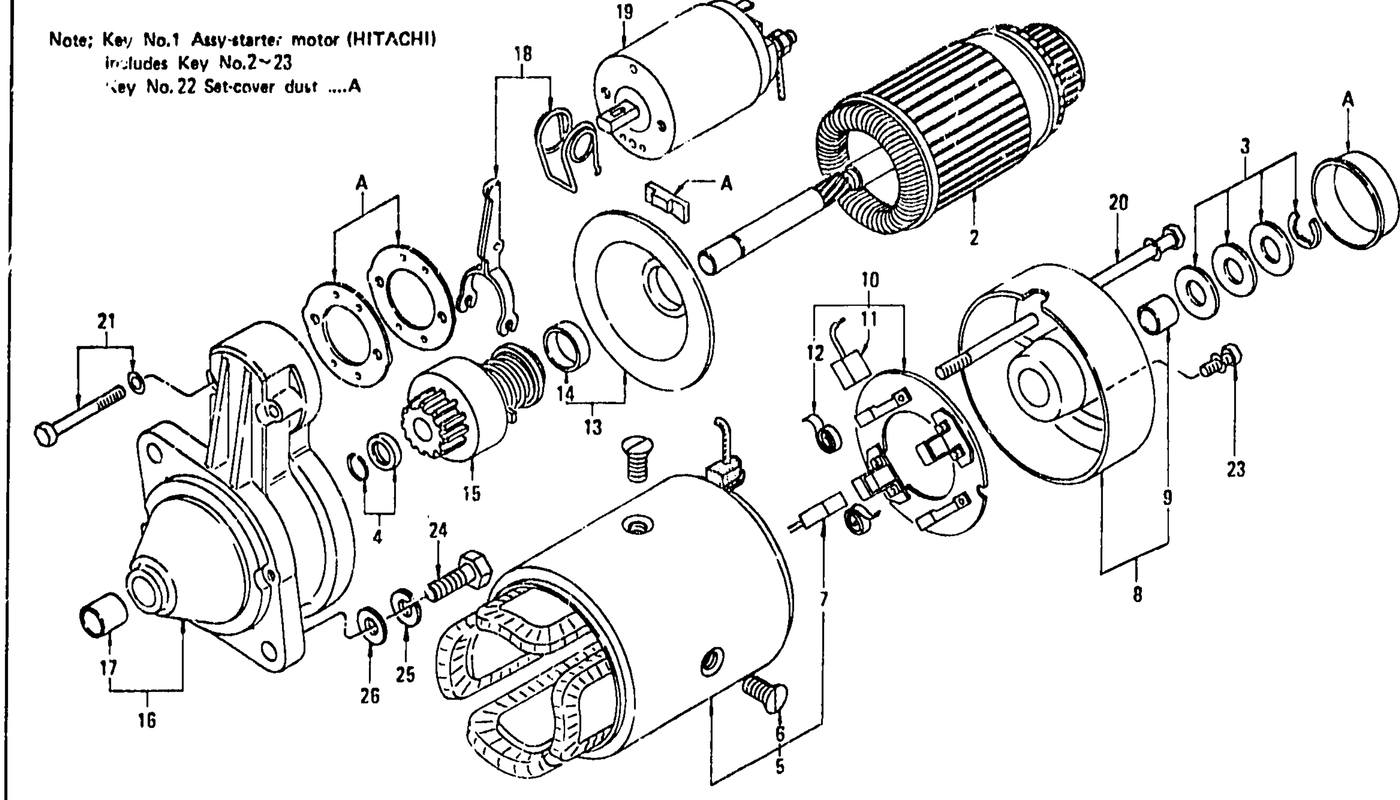 Diagram for STARTER MOTOR (FOR AUTOMATIC) (FROM AUG. '72 TO MAR. '77)