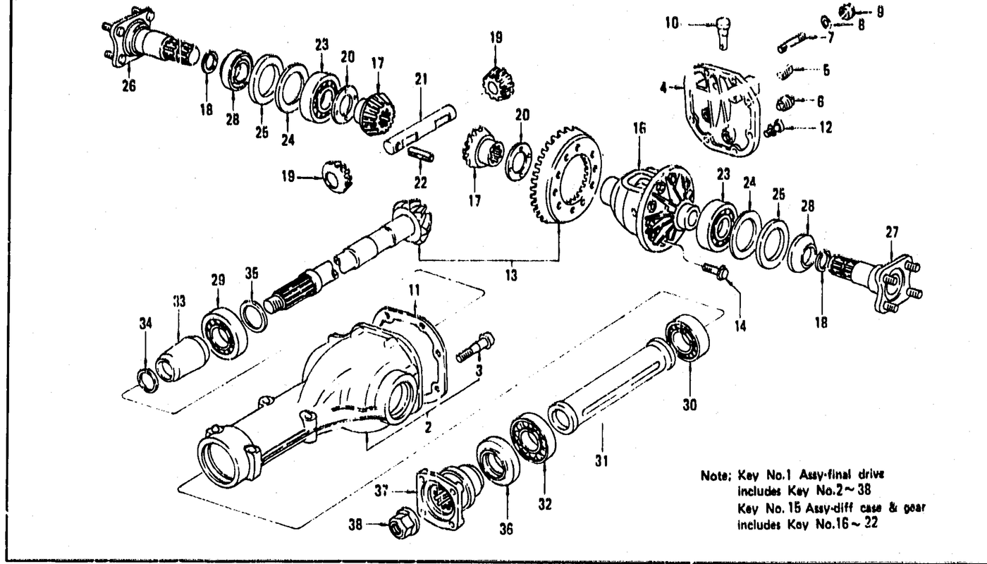 Diagram for DIFFERENTIAL GEAR, PINION & COVER - R200 -