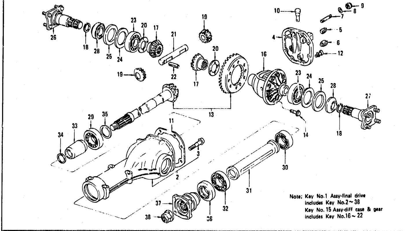 Diagram for DIFFERENTIAL GEAR, PINION & COVER -R200- (FROM OCT. '73)