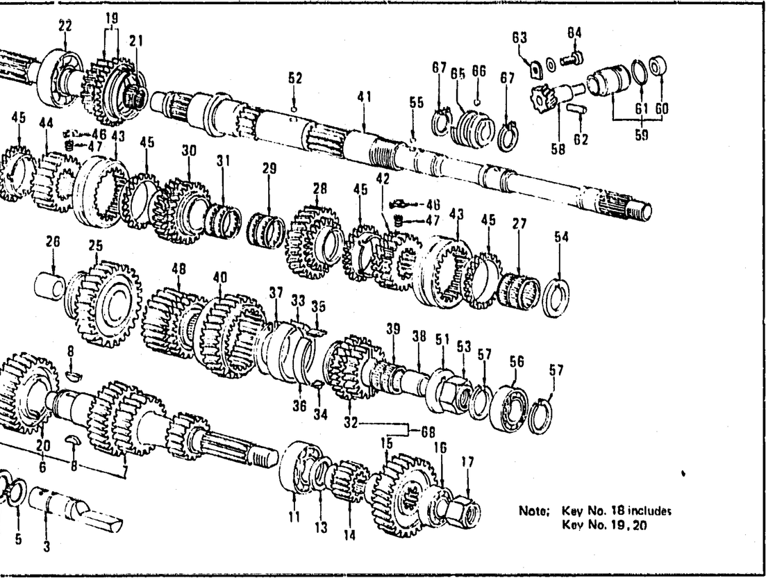 Diagram for TRANSMISSION GEAR, SPEEDOMETER PINION (5 SPEED-F5S71B) (FROM AUG.'76)