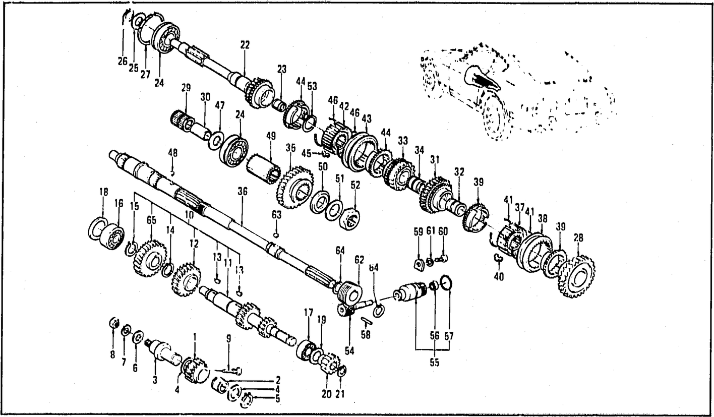 Diagram for TRANSMISSION GEARS, SPEEDOMETER PINION (4 SPEED-F4W71A)