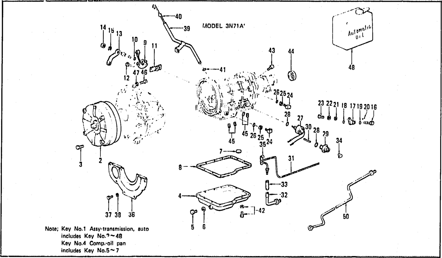 Diagram for TRANSMISSION CASE (1) (AUTOMATIC) -3N71A- (UP TO MARCH '71)