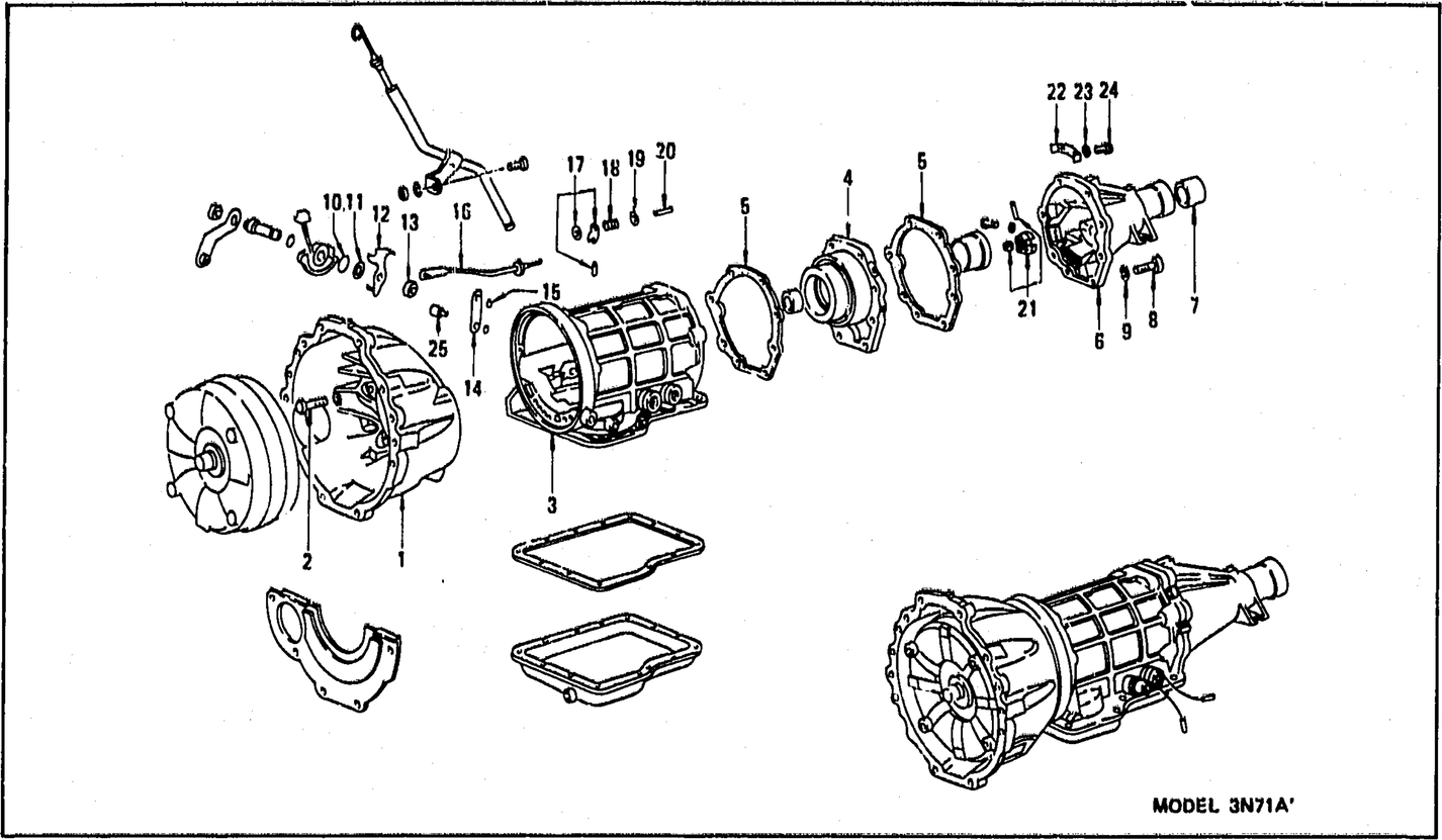 Diagram for TRANSMISSION CASE (2) (AUTOMATIC) -3N71A- (UP TO MARCH '71)