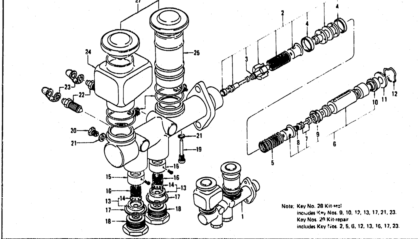 Diagram for BRAKE MASTER CYLINDER - TANDEM - (UP TO AUG. '71)