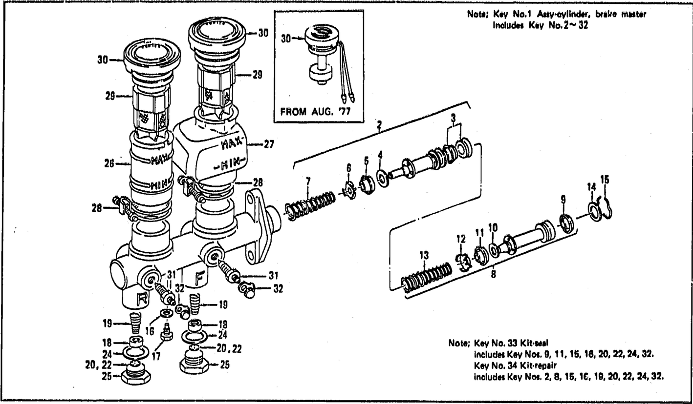 Diagram for BRAKE MASTER CYLINDER - TANDEM- (FROM SEPT. '71)