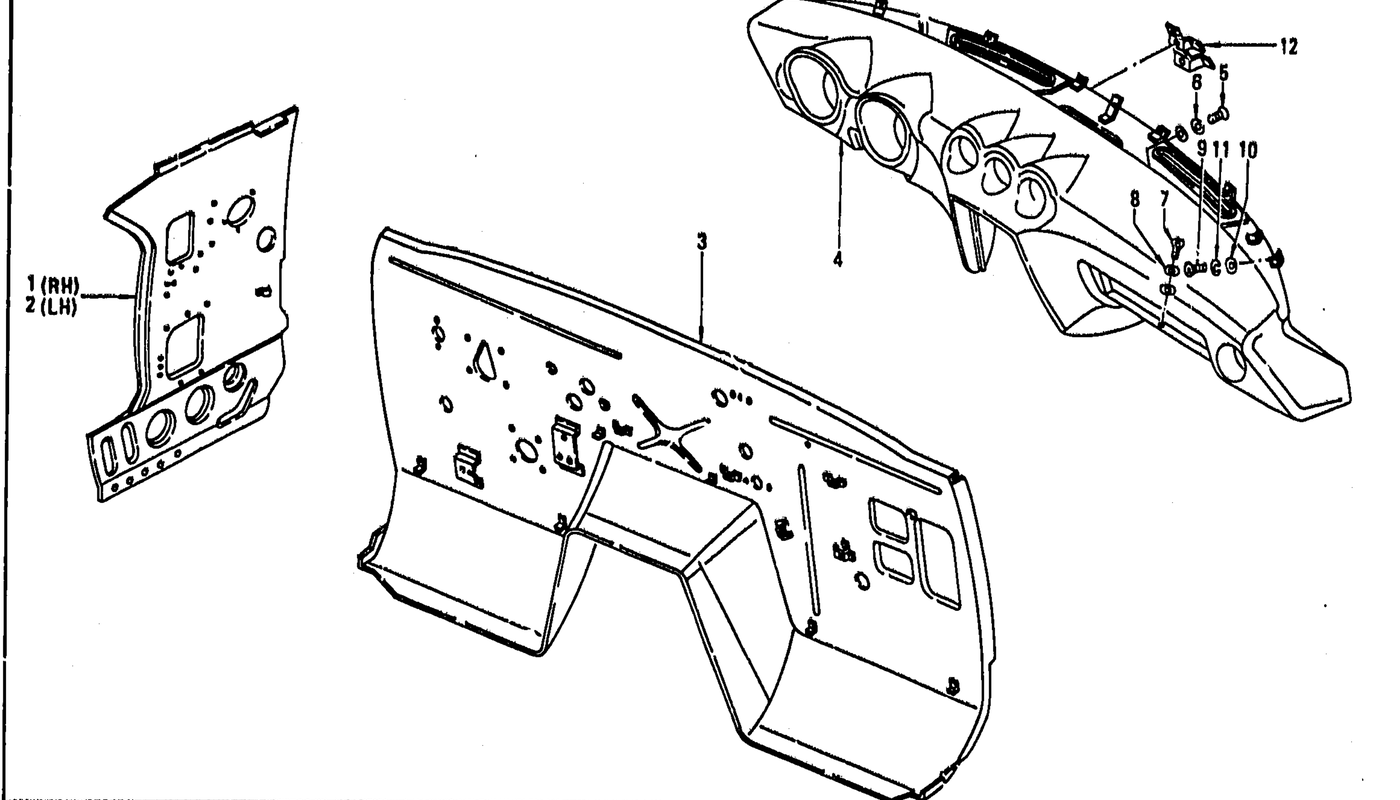 Diagram for DASH PANEL, DASH SIDE PANEL & INSTRUMENT