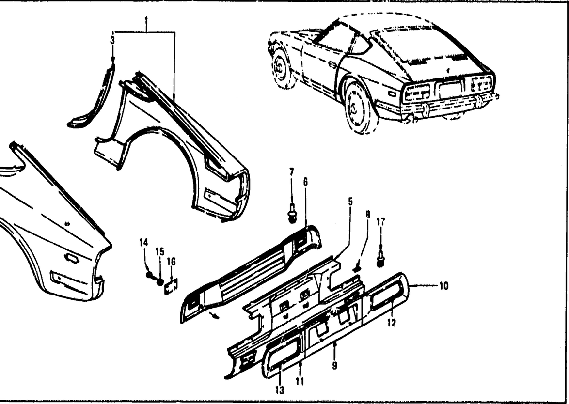 Diagram for REAR FENDER, REAR PANEL & REAR PANEL FINISHER