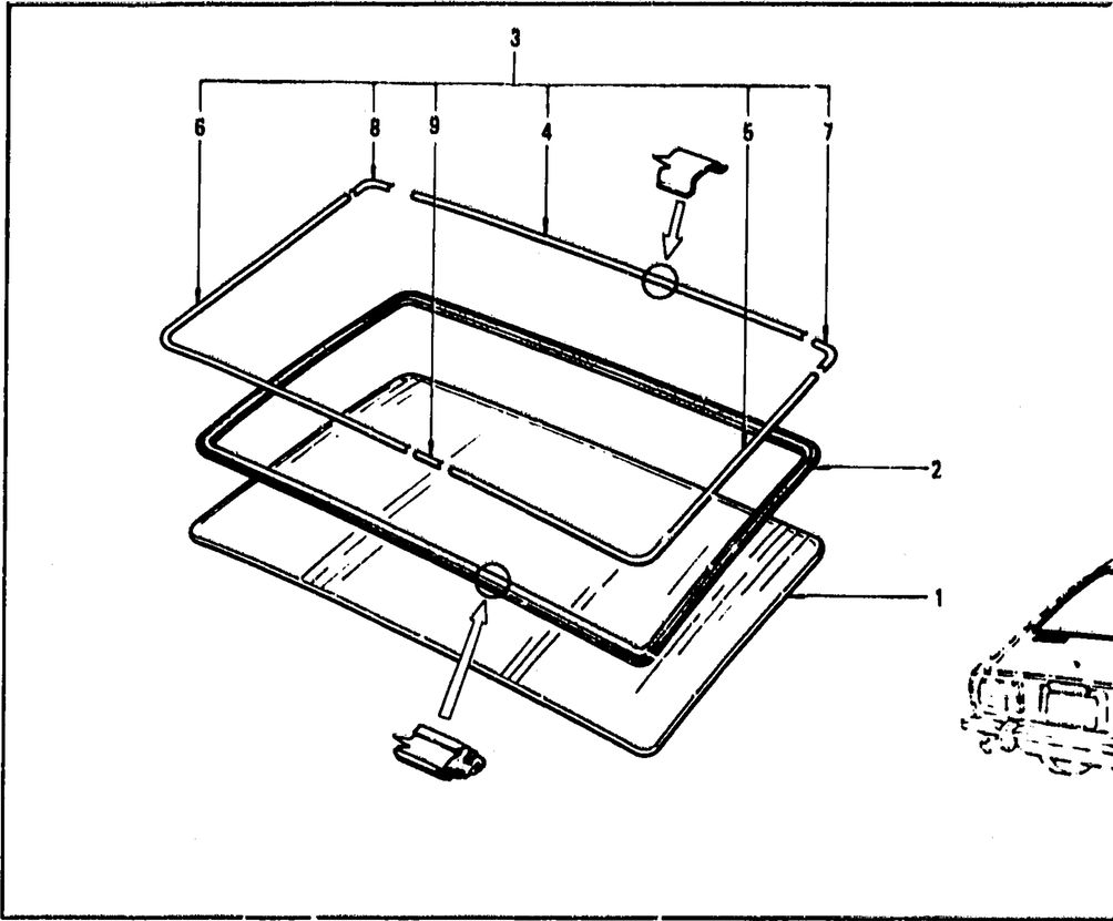 Diagram for TAIL GATE WINDOW GLASS, MOULDING & WEATHERSTRIP