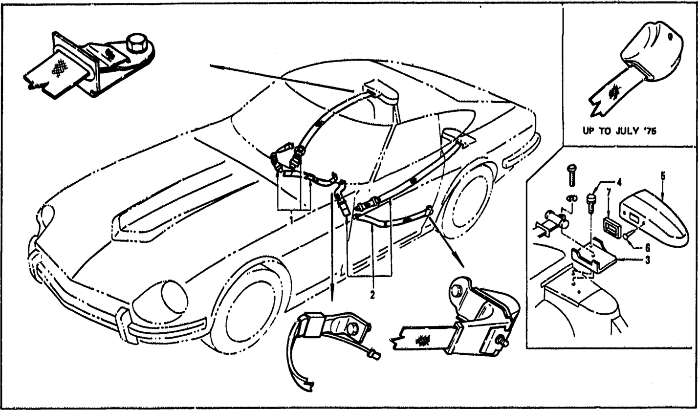 Diagram for SAFETY BELT (FROM AUG. '73 2 SEATER)