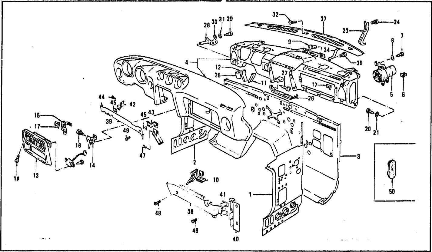 Diagram for DASH PANEL, DASH SIDE PANEL & INSTRUMENT (FROM AUG. '73 2 SEATER)