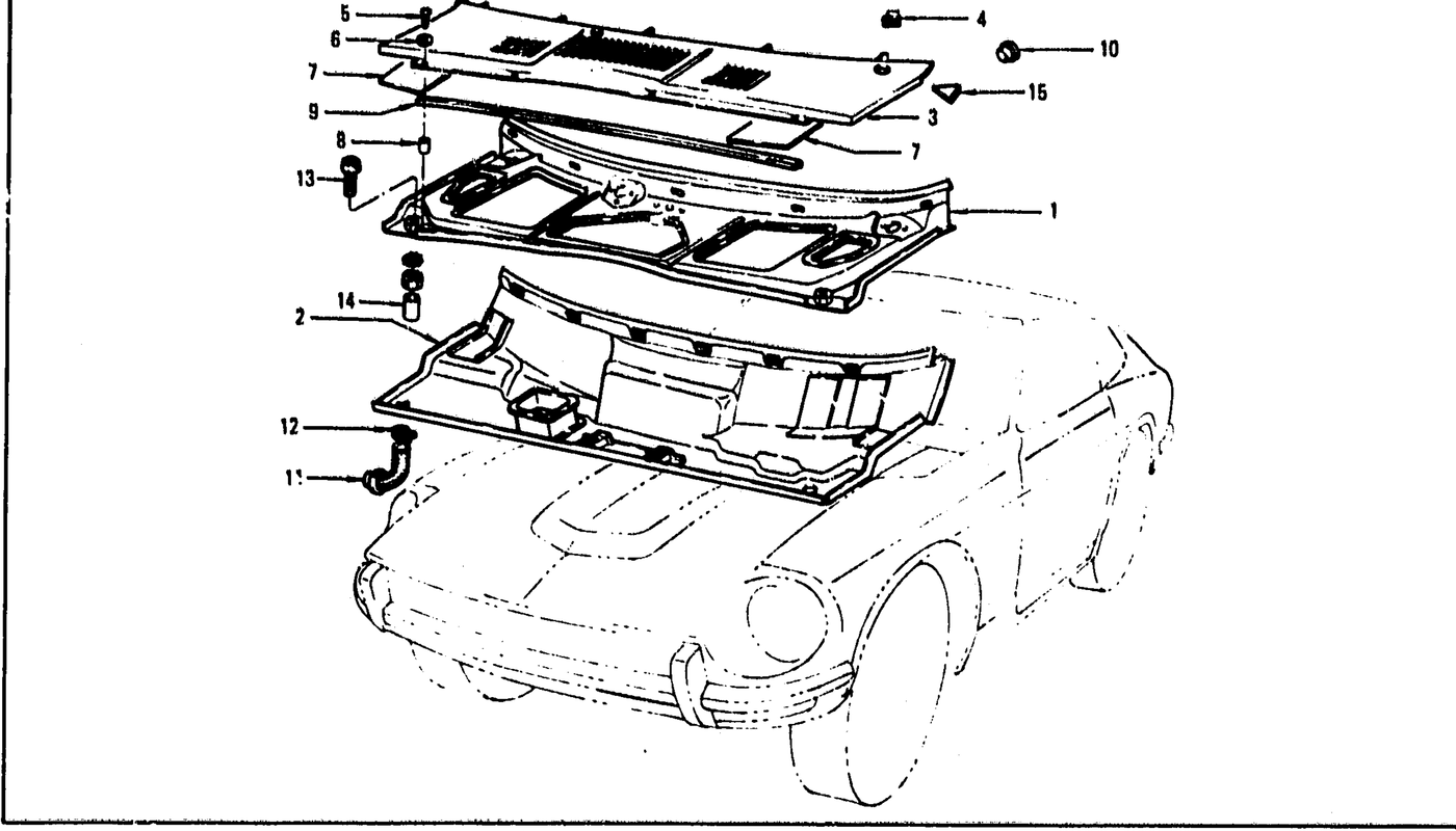 Diagram for COWL TOP & COWL TOP GRILLE (FROM OCT. '73 2+2 SEATER)