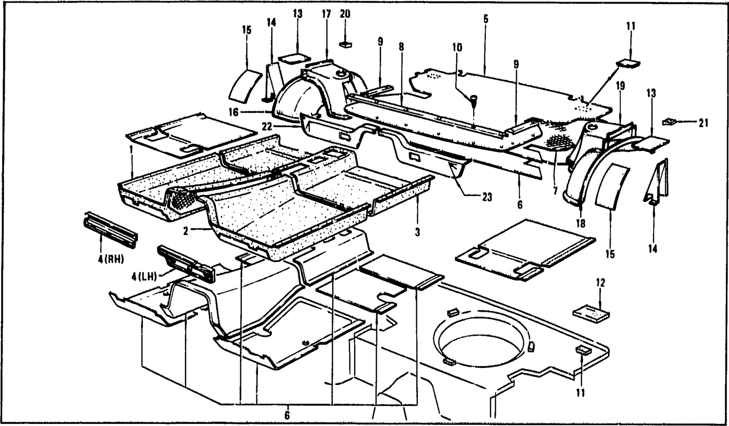 Diagram for FLOOR TRIM, MAT, INSULATOR & REAR WHEEL HOUSE TRIM