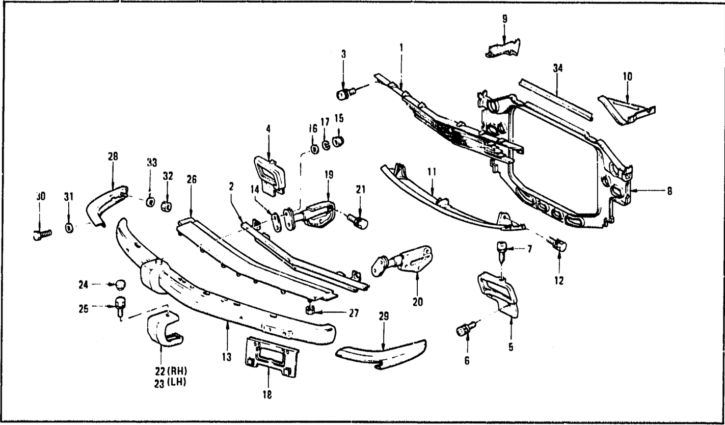 Diagram for RADIATOR GRILLE, FRONT BUMPER & OVER RIDER