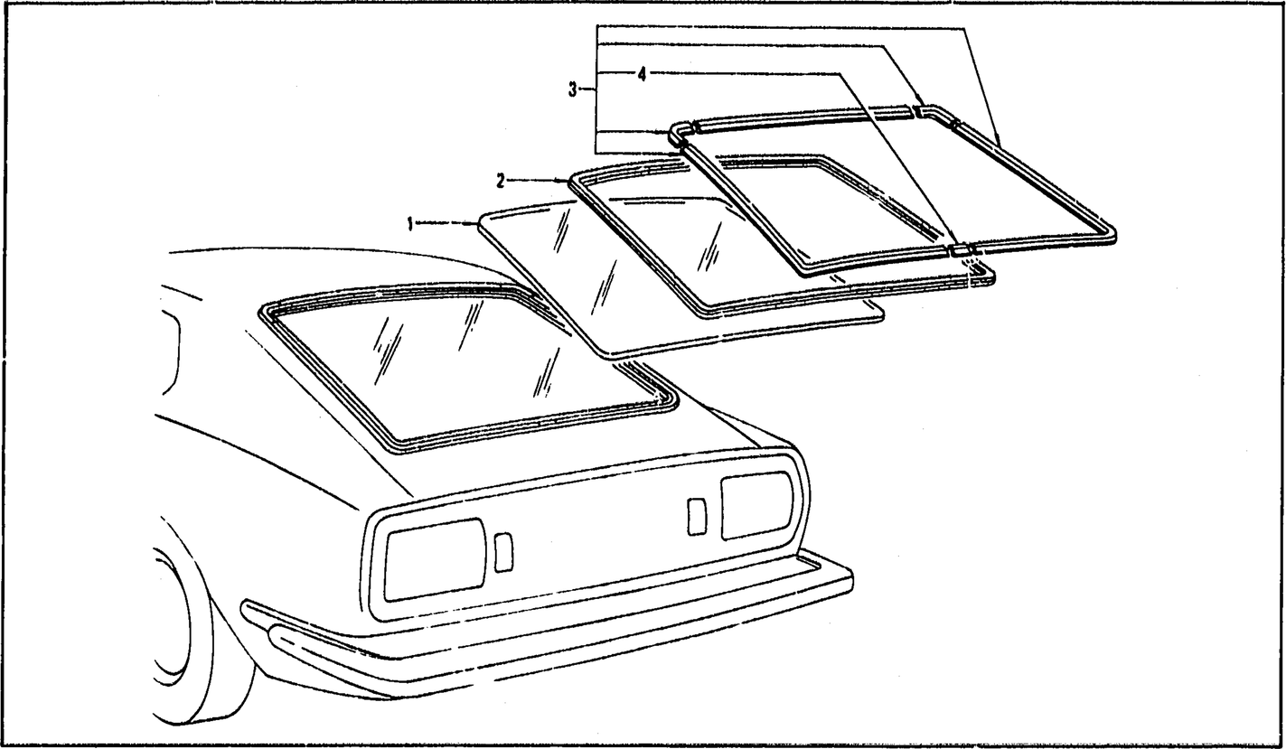 Diagram for TAIL GATE WINDOW (FROM OCT. '73 2+2 SEATER)