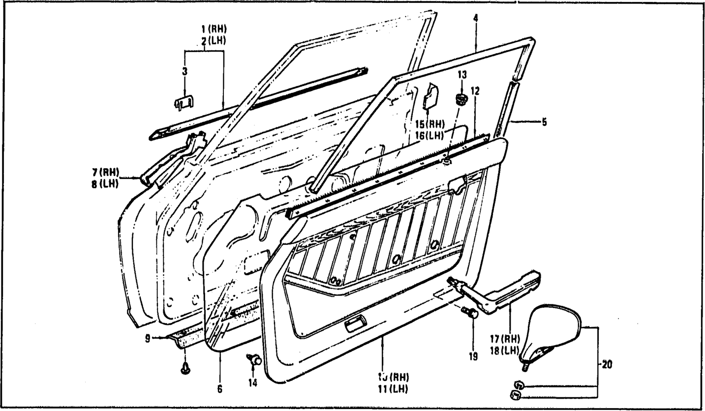 Diagram for DOOR MOULDING, FINISHER, ARM REST & DOOR MIRROR